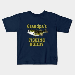 GRANDPA'S FISHING BUDDY with Bass Fish Image Kids T-Shirt